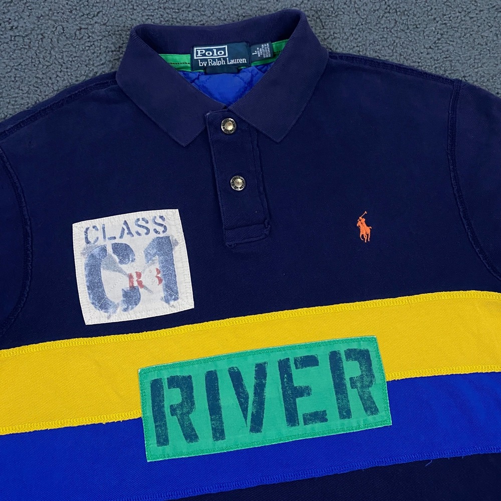 Polo Ralph Lauren Shirt Mens Large Navy Blue River RL Rafting 34 Class C1